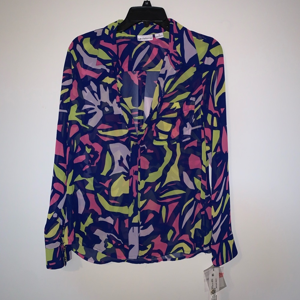 Liz Claiborne sheer vibrant blouse